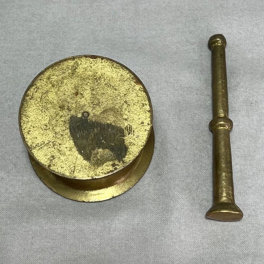 Vintage Brass Mortar and Pestle Gold Brass Vintage Apothecary Kitchen Decor